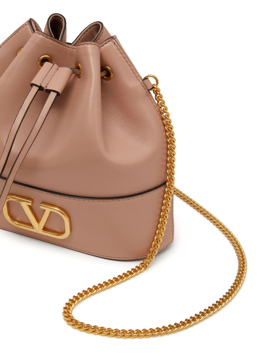 Valentino Garavani VLogo Signature Leather Mini Bucket Bag - Pink