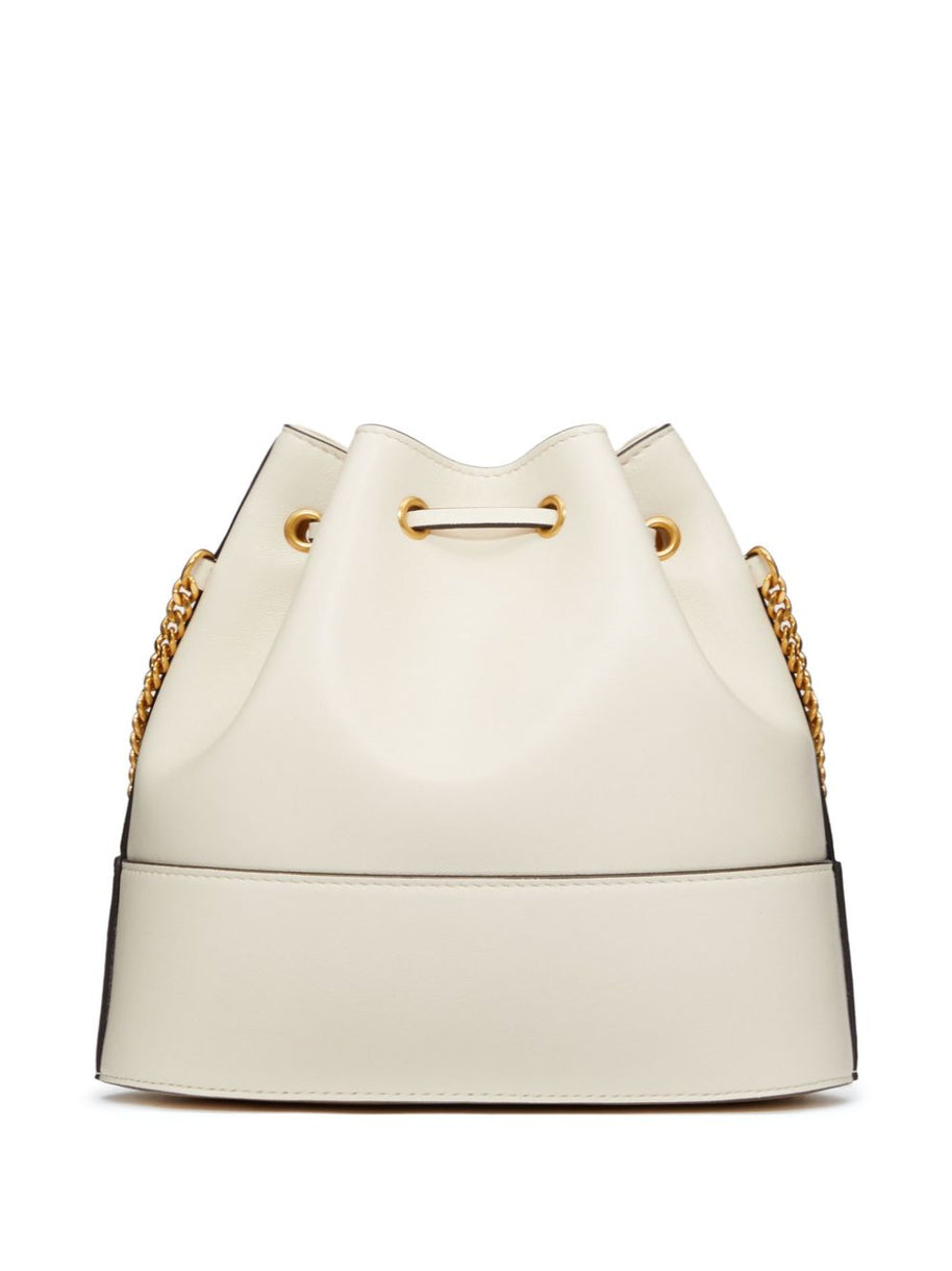 Valentino Garavani VLogo Signature Leather Mini Bucket Bag - Ivory