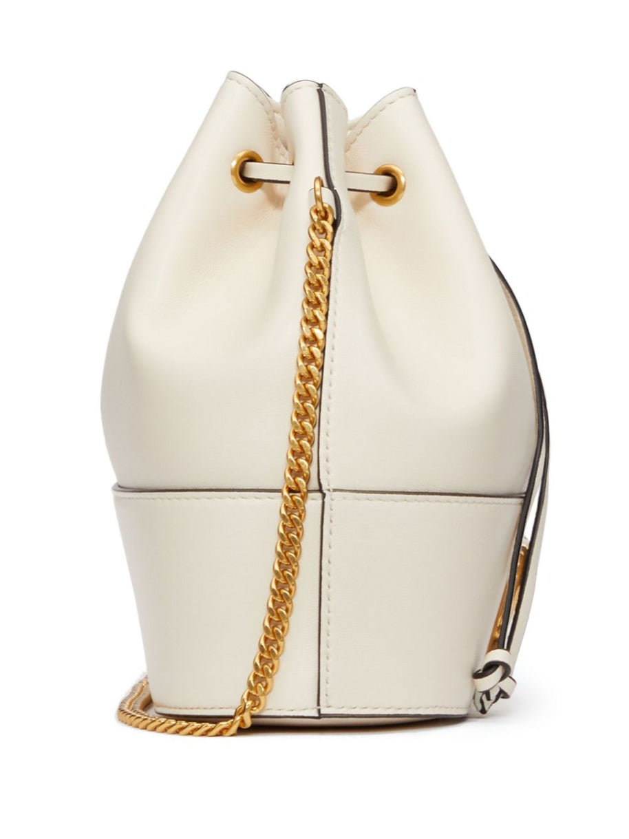 Valentino Garavani VLogo Signature Leather Mini Bucket Bag - Ivory