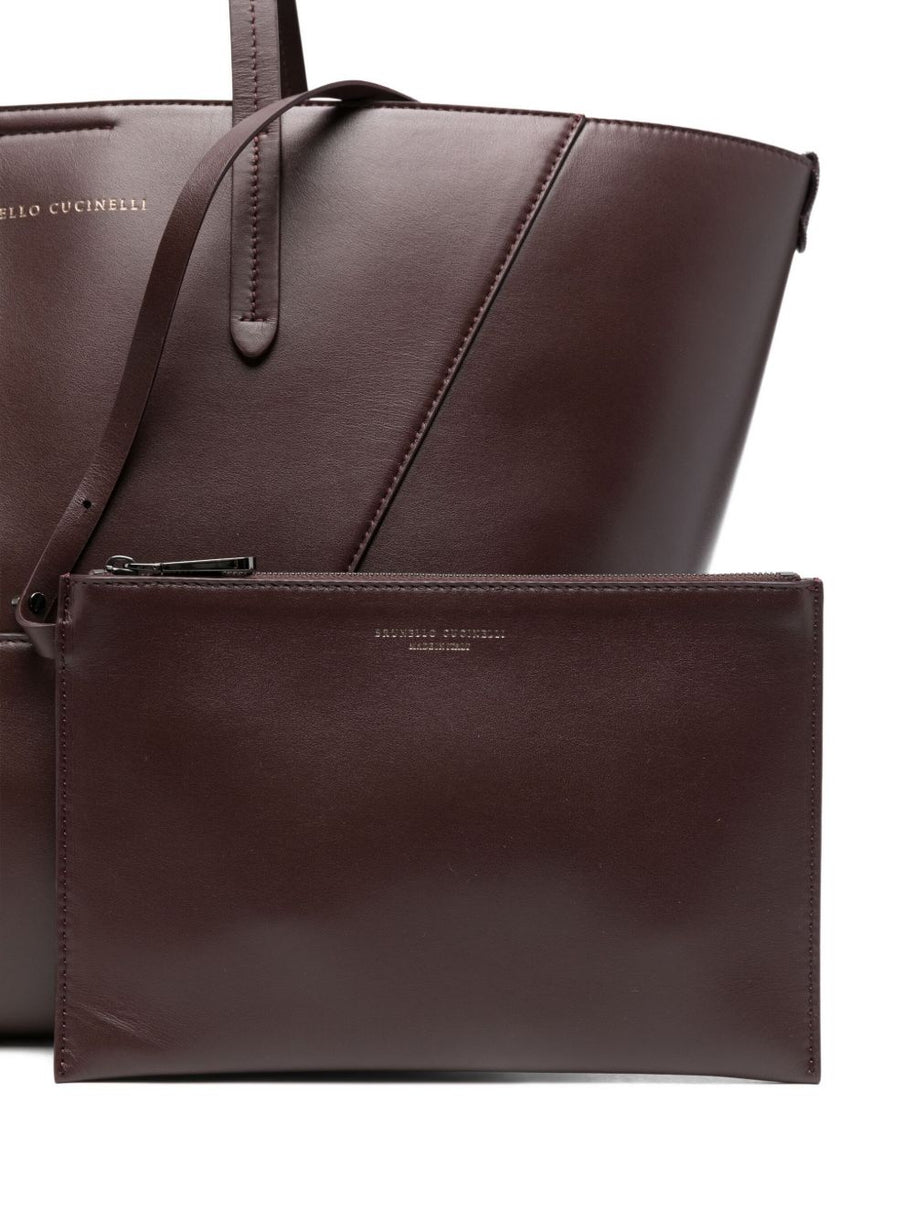 Brunello Cucinelli DC Duo Leather Tote Bag - Bordeaux