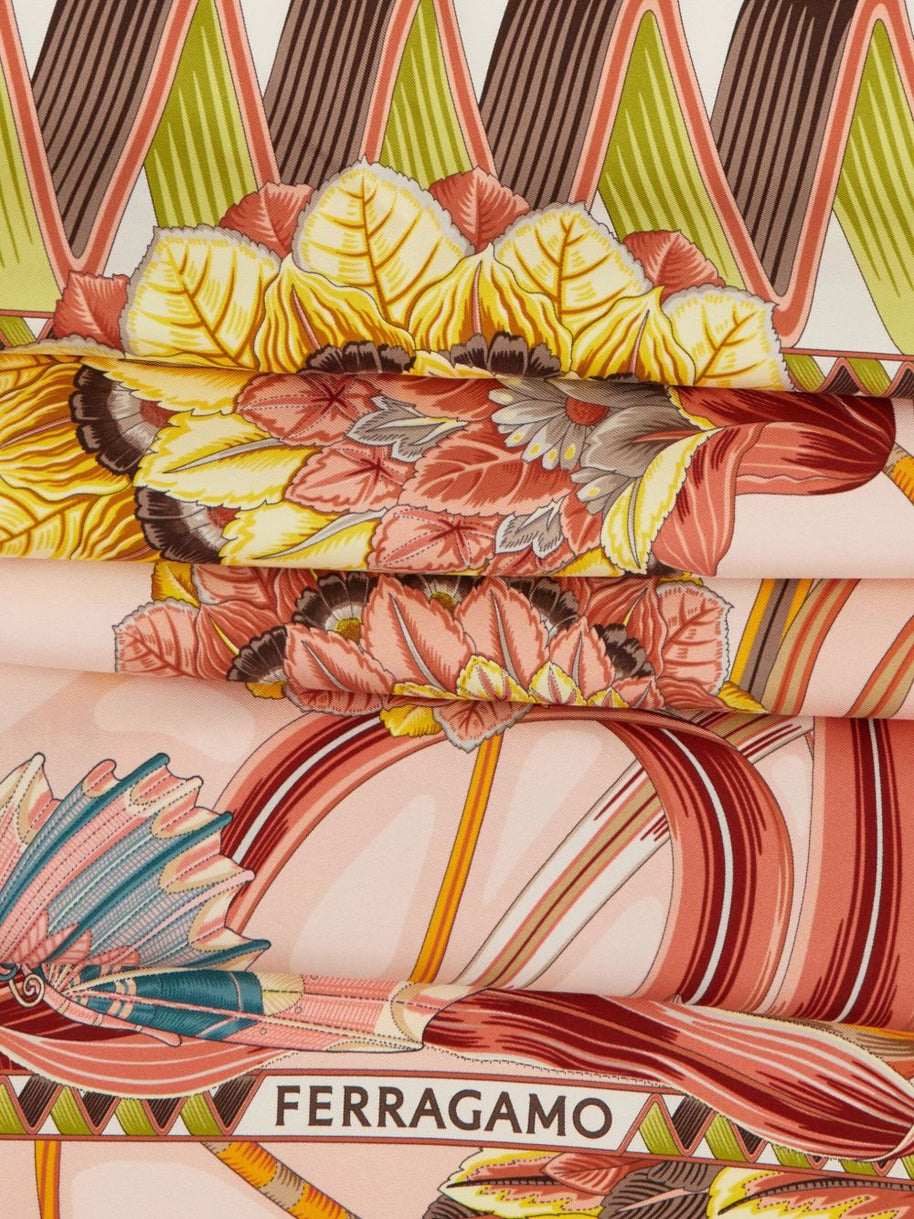 Ferragamo Printed Silk Scarf - Pink