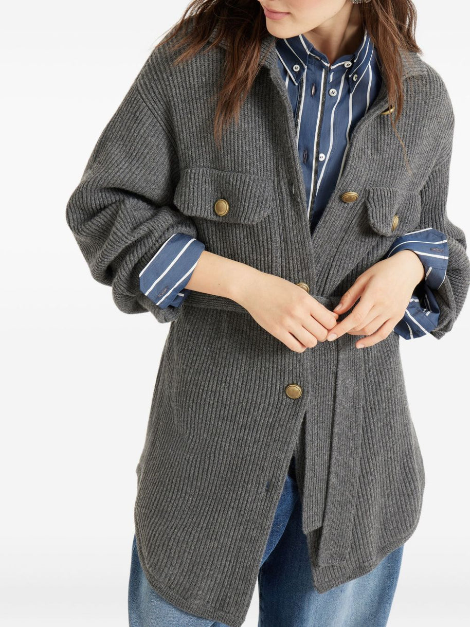 Brunello Cucinelli Wool And Cashmere Cardigan - Grey