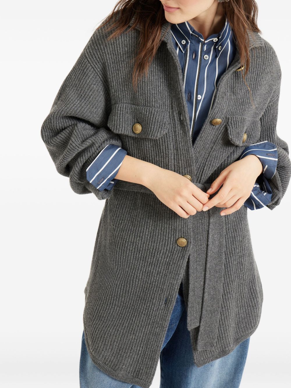 Brunello Cucinelli Wool And Cashmere Cardigan - Grey