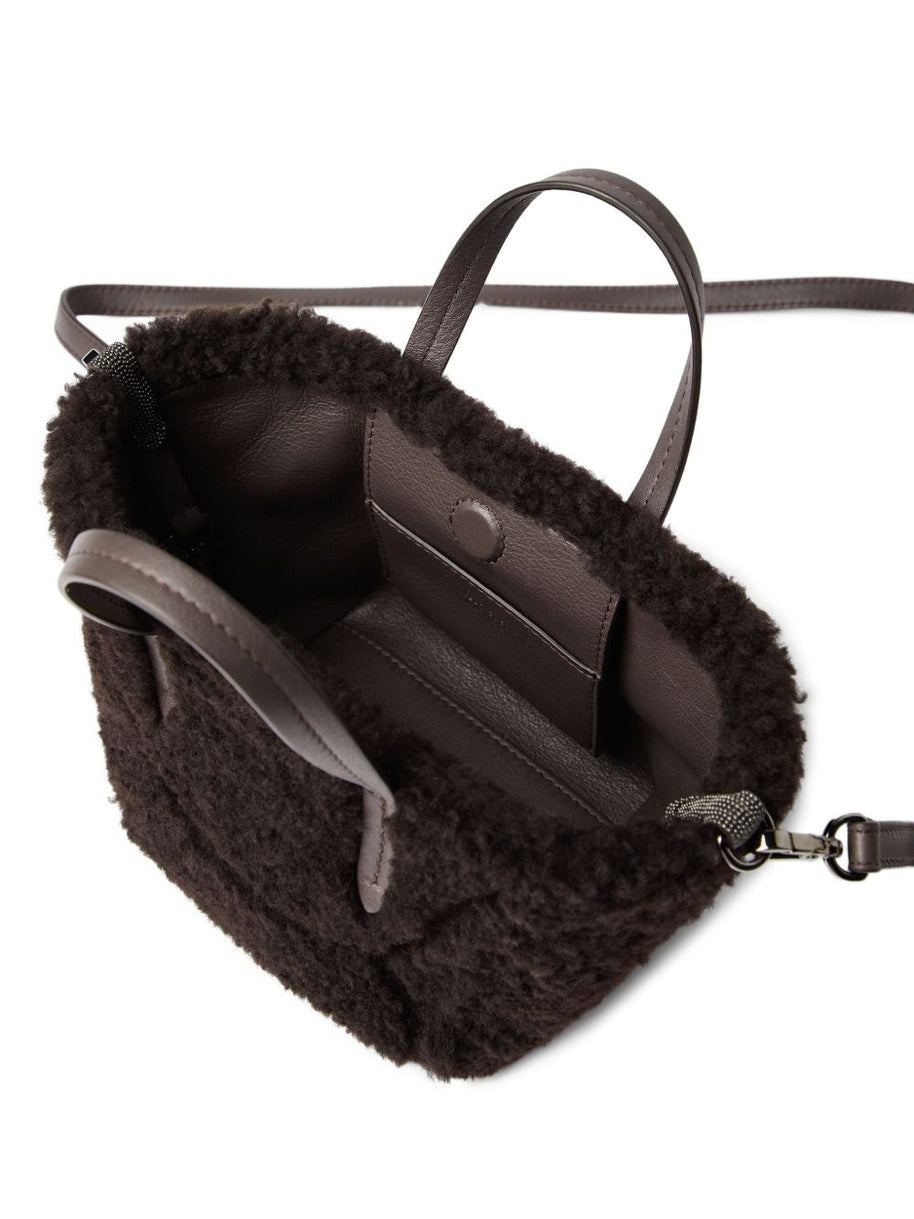 Brunello Cucinelli Shearling Shopping Bag - Brown