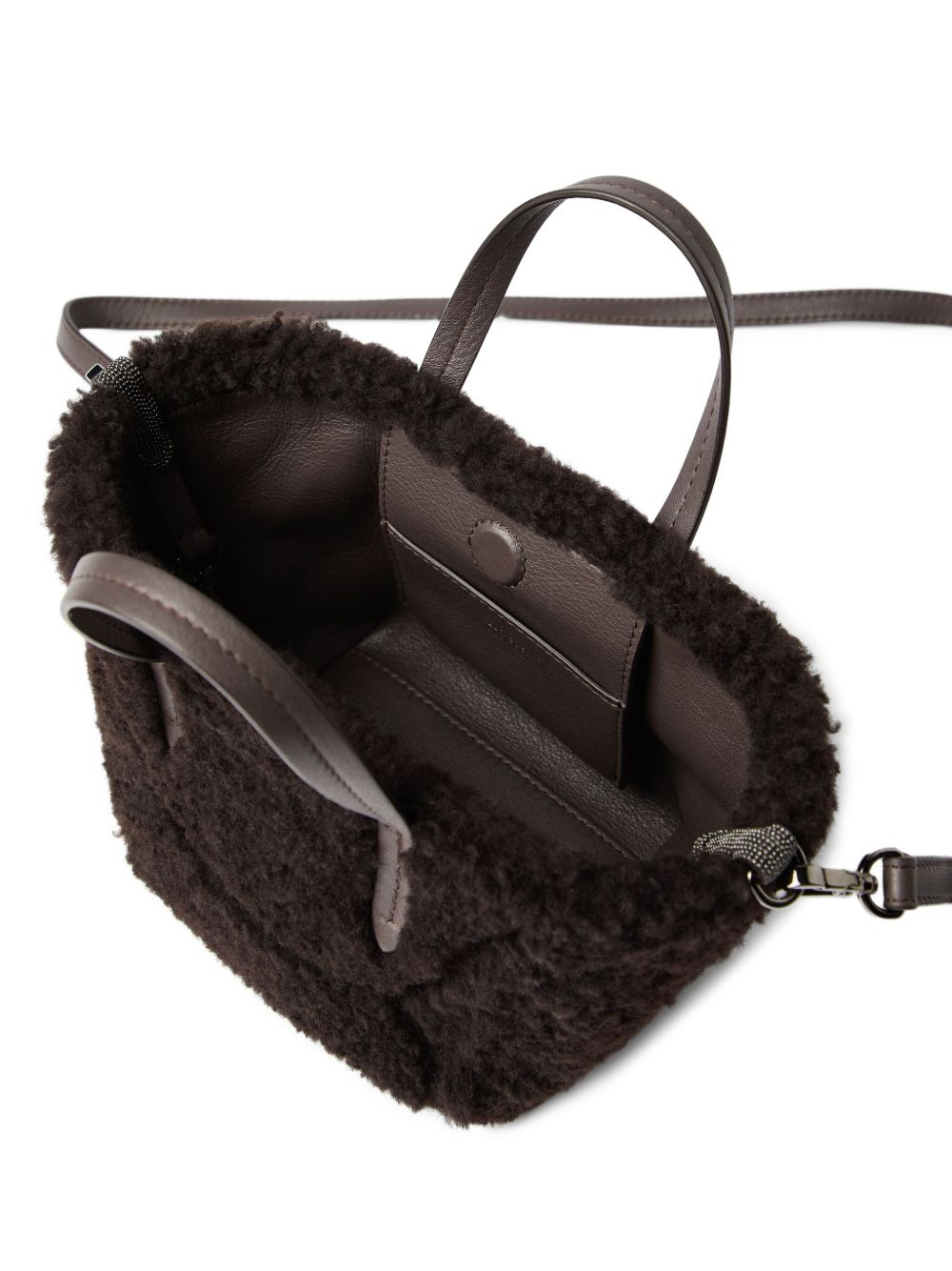 Brunello Cucinelli Shearling Shopping Bag - Brown