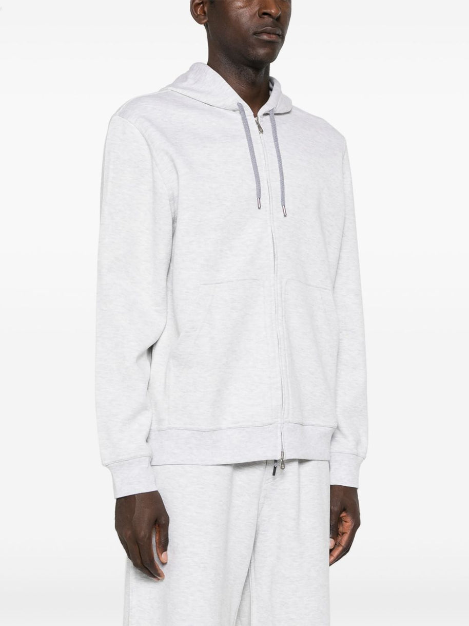 Brunello Cucinelli Cotton Blend Zipped Hoodie Grey