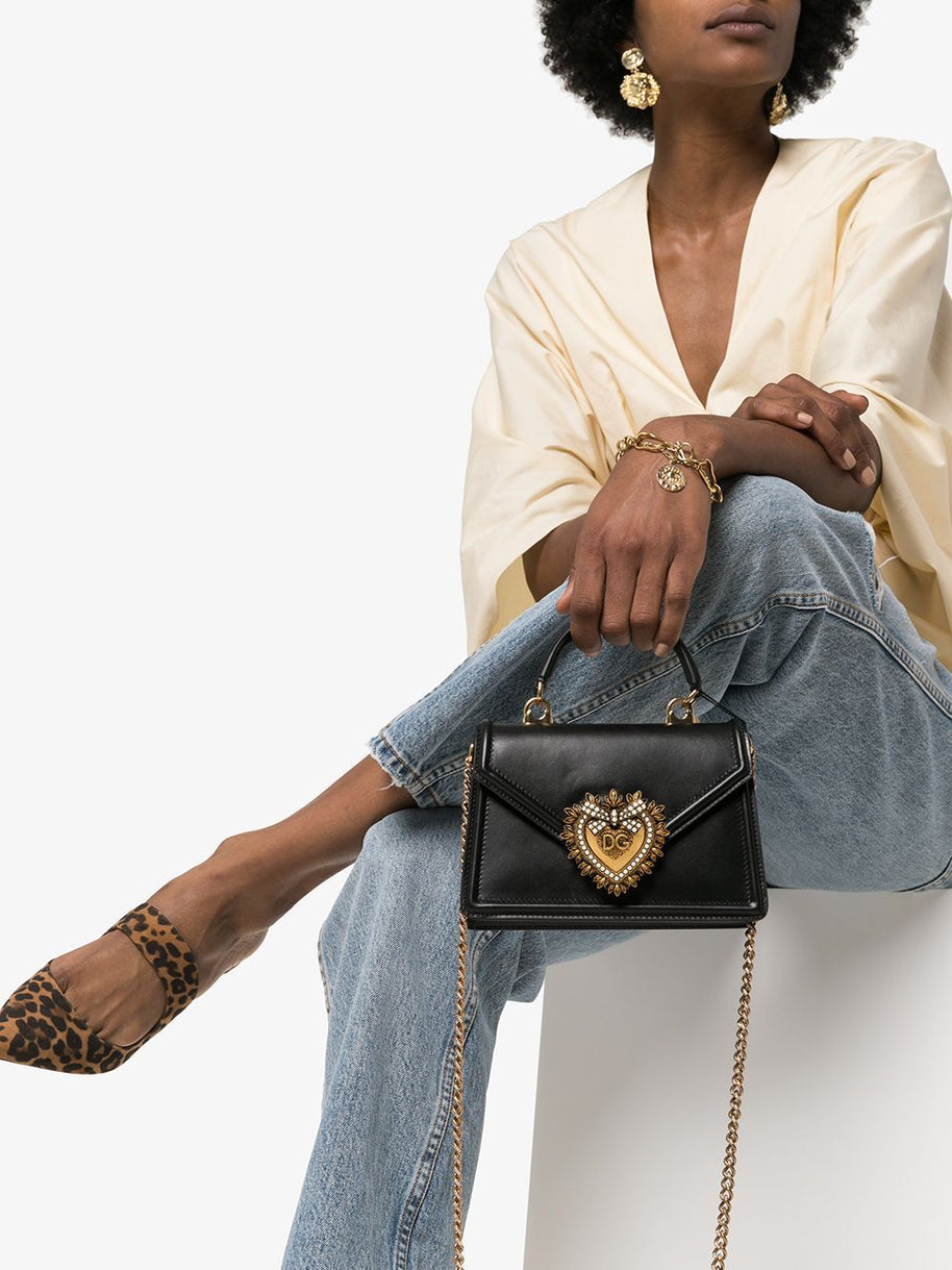 Dolce & Gabbana Devotion Small Leather Handbag - Black