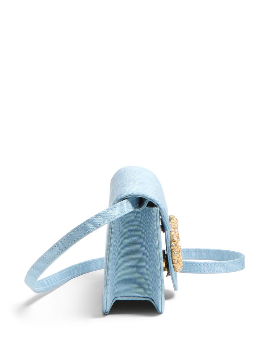 Valentino Garavani Clutch Locò In Tessuto Moirè - Clear Blue