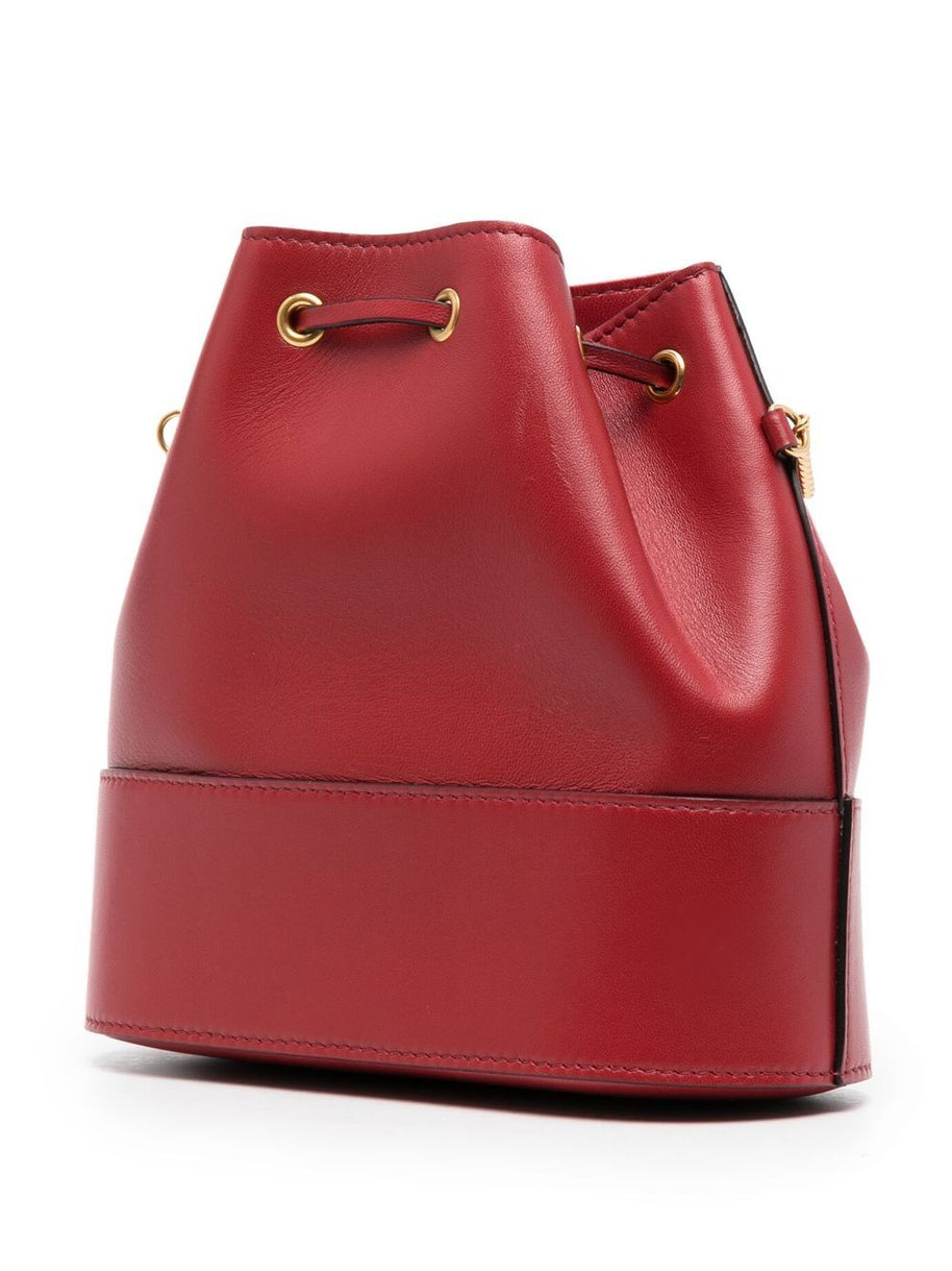 Valentino Garavani VLogo Signature Leather Mini Bucket Bag - Red