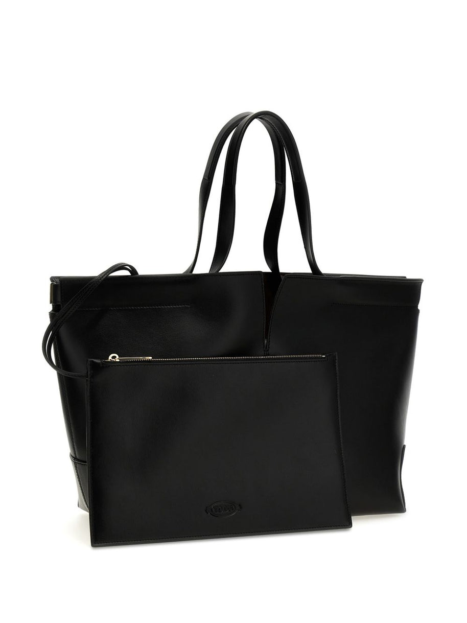 Tod's Di Bag Folio Leather Shopping Bag - Black