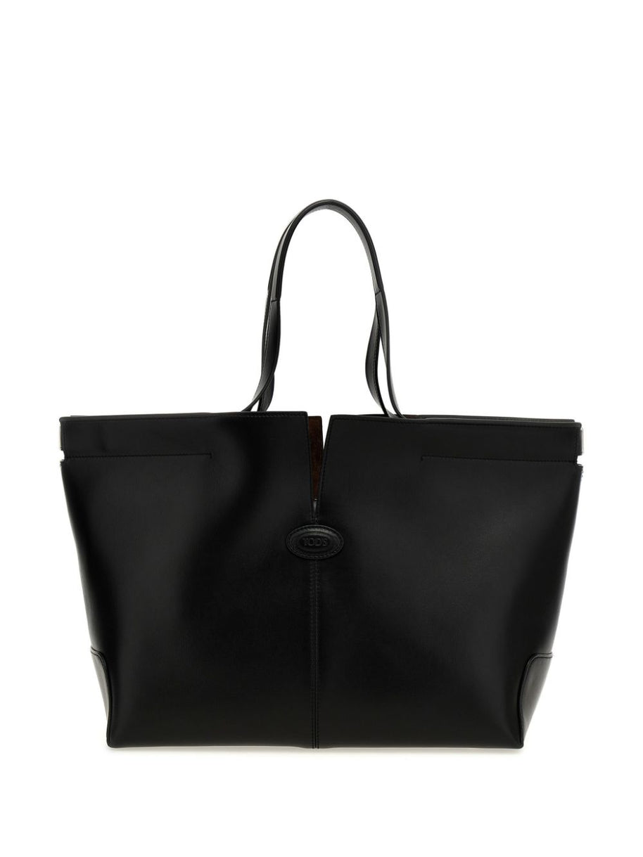 Tod's Di Bag Folio Leather Shopping Bag - Black