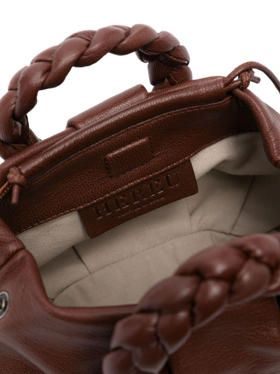 HEREU Bombon Small Leather Handbag - Brown