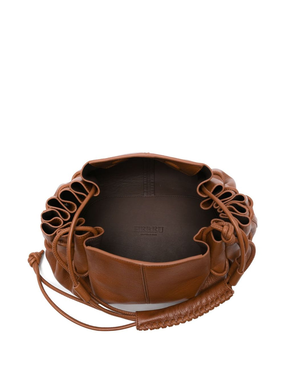HEREU Arta Medium Leather Shoulder Bag - Leather Brown