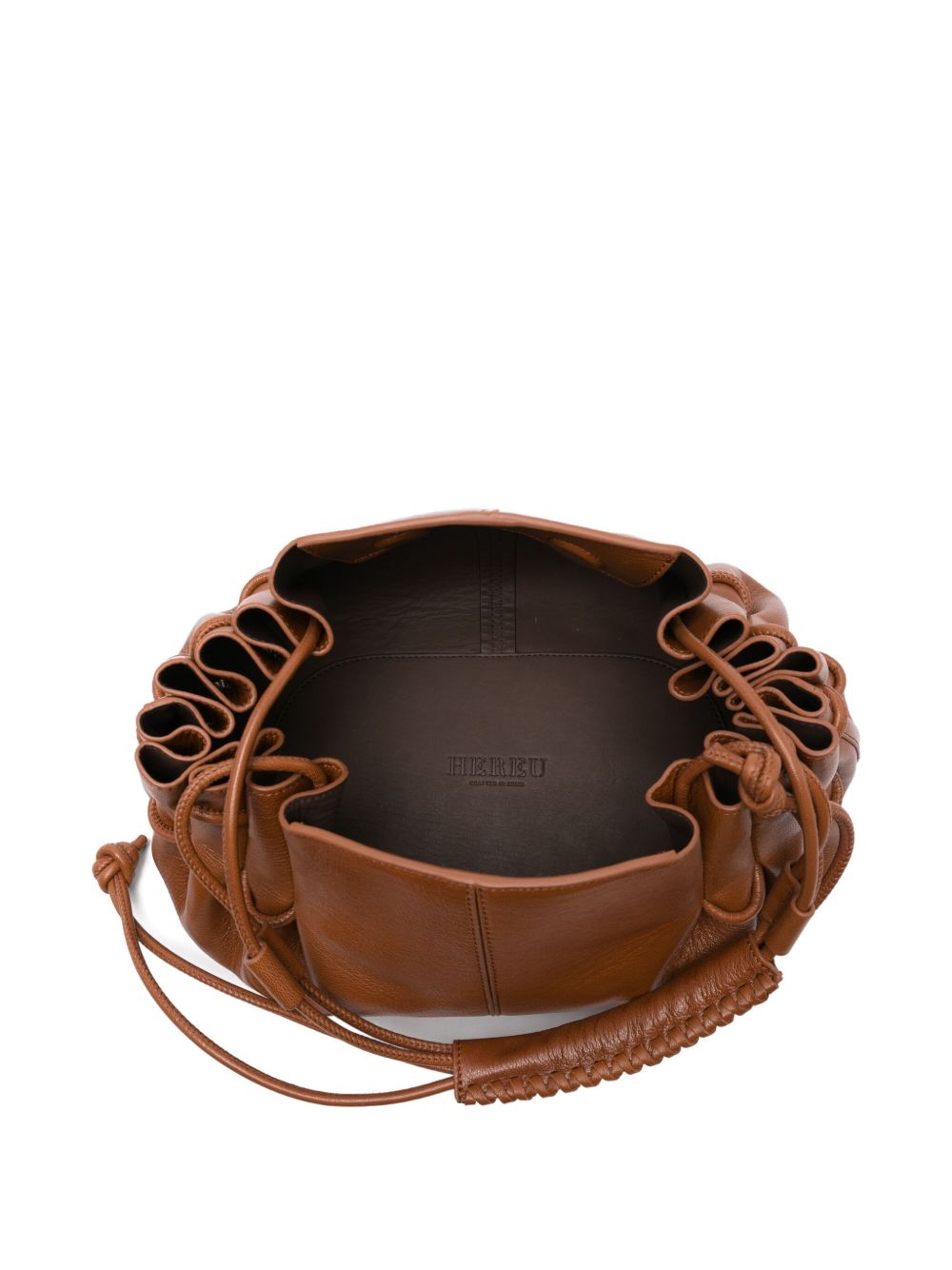 HEREU Arta Medium Leather Shoulder Bag - Leather Brown