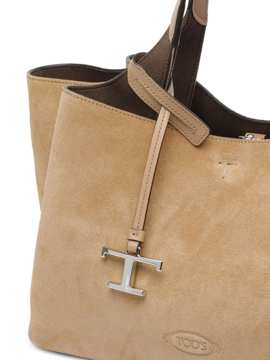 Tod's Micro Suede Leather Tote Bag - Beige