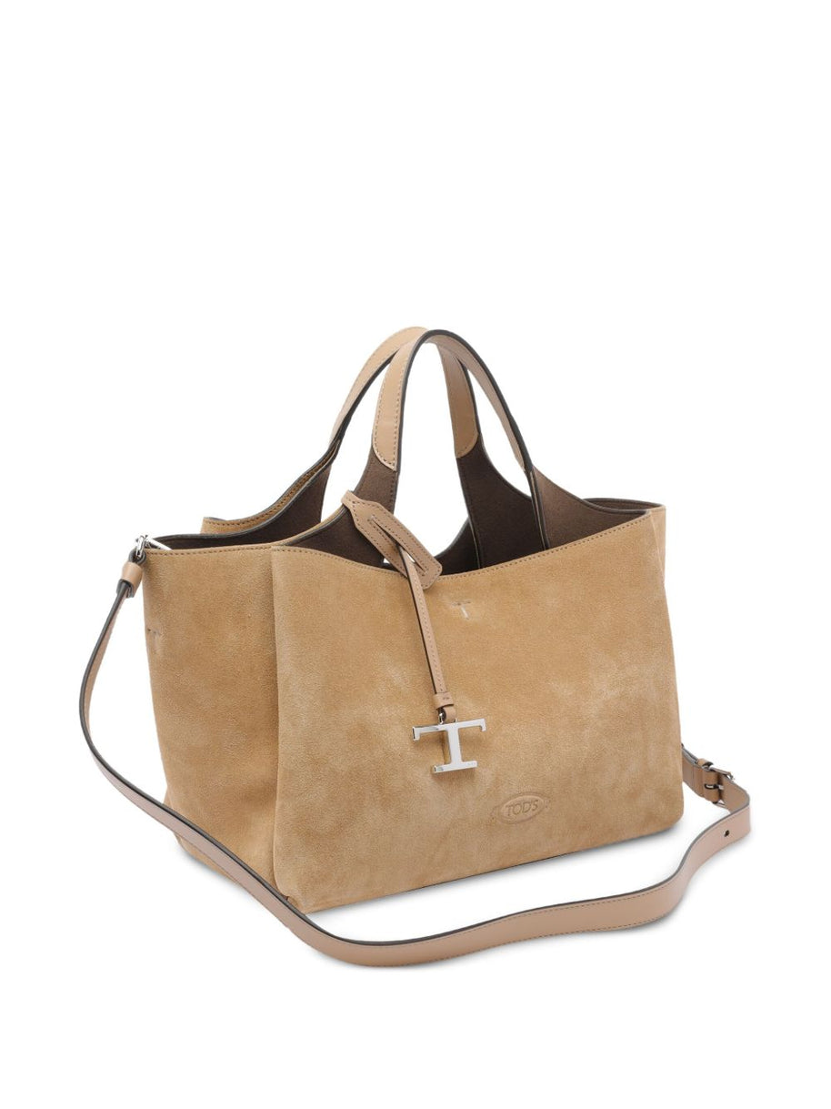 Tod's Micro Suede Leather Tote Bag - Beige