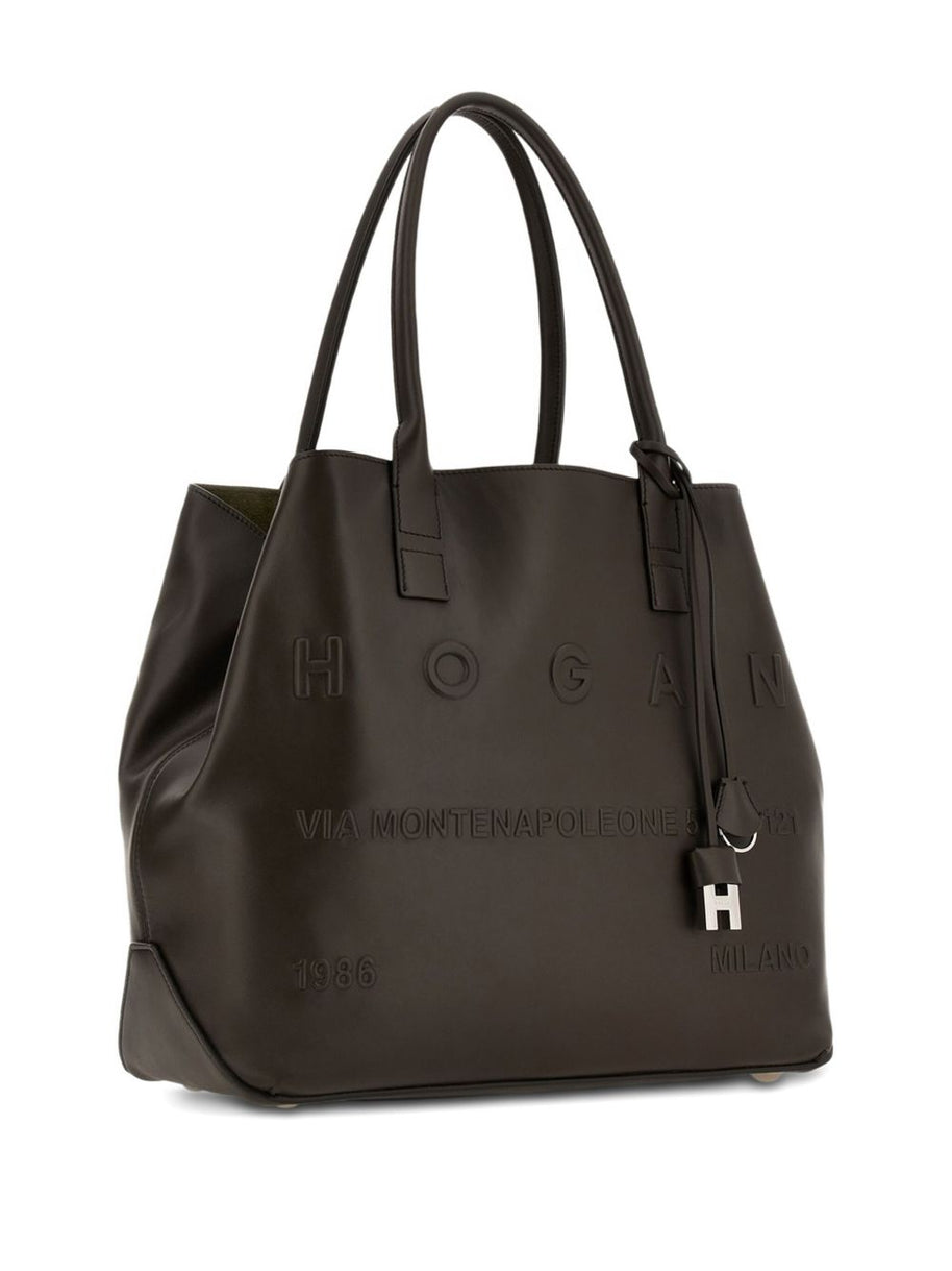 HOGAN PRE Script Medium Leather Tote Bag