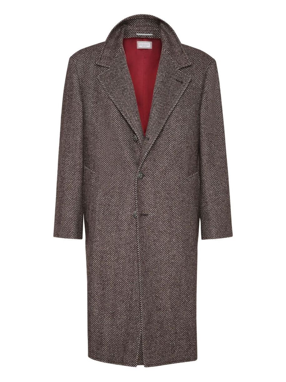 Brunello Cucinelli Cashmere And Silk Single Breasted Coat - Brown