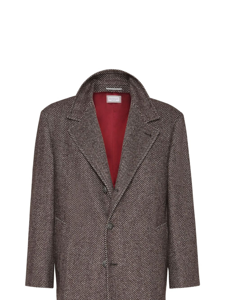Brunello Cucinelli Cashmere And Silk Single Breasted Coat - Brown