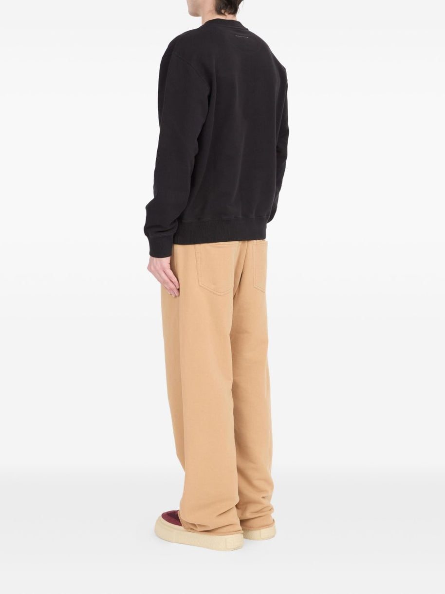 MM6 Maison Margiela Logo Cotton Crewneck Sweatshirt - Black