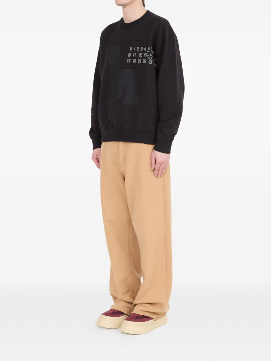 MM6 Maison Margiela Logo Cotton Crewneck Sweatshirt - Black