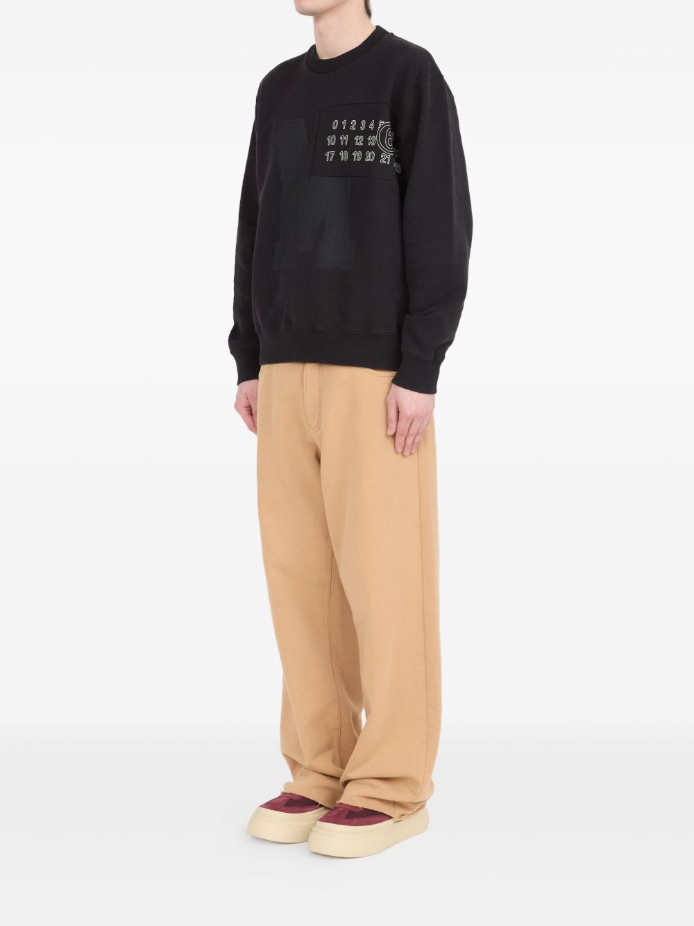 MM6 Maison Margiela Logo Cotton Crewneck Sweatshirt - Black