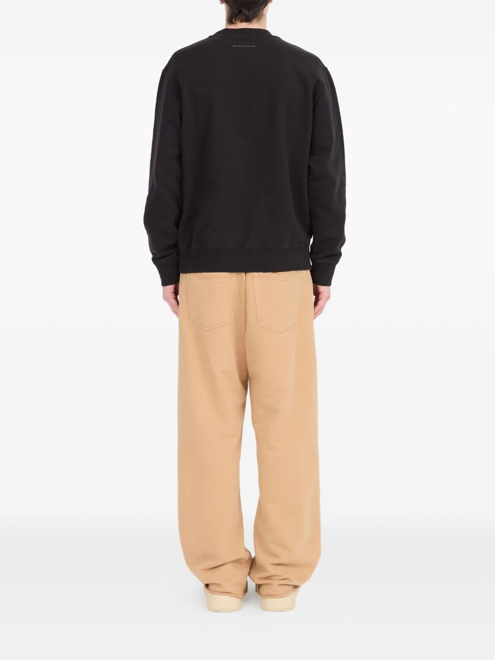 MM6 Maison Margiela Logo Cotton Crewneck Sweatshirt - Black