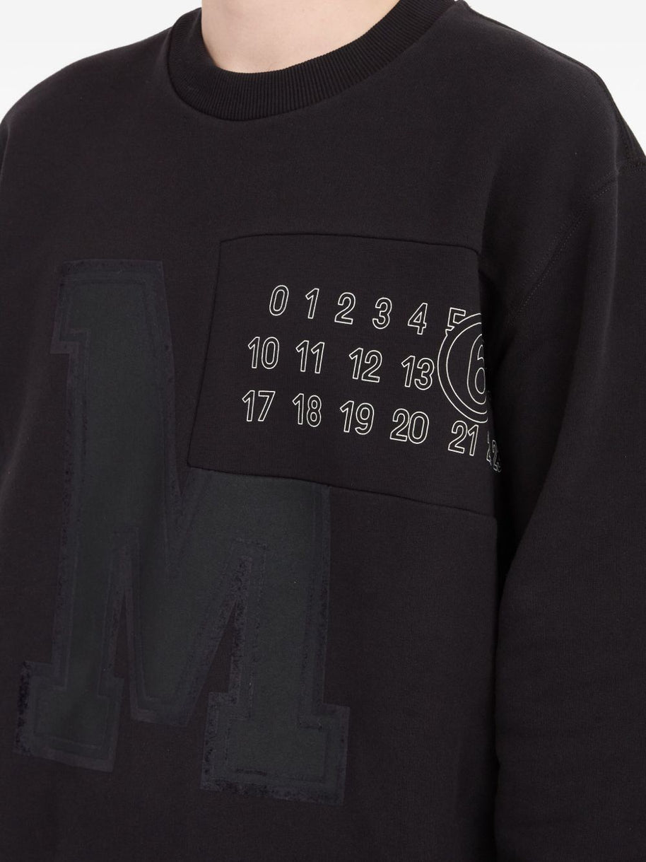 MM6 Maison Margiela Logo Cotton Crewneck Sweatshirt - Black