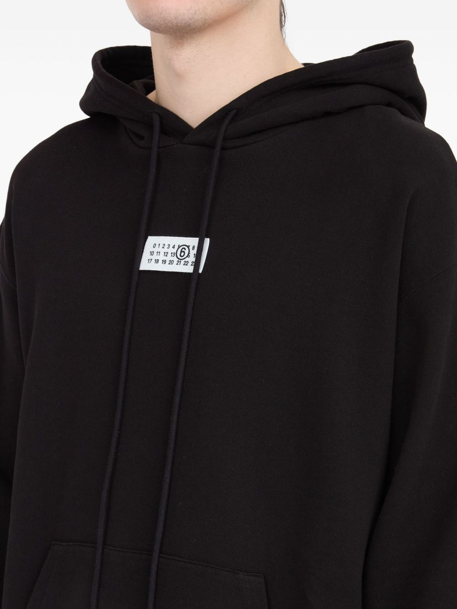 MM6 Maison Margiela Logo Cotton Hoodie - Black