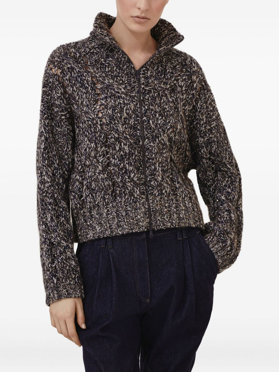 Brunello Cucinelli Wool Zipped Cardigan - Blue