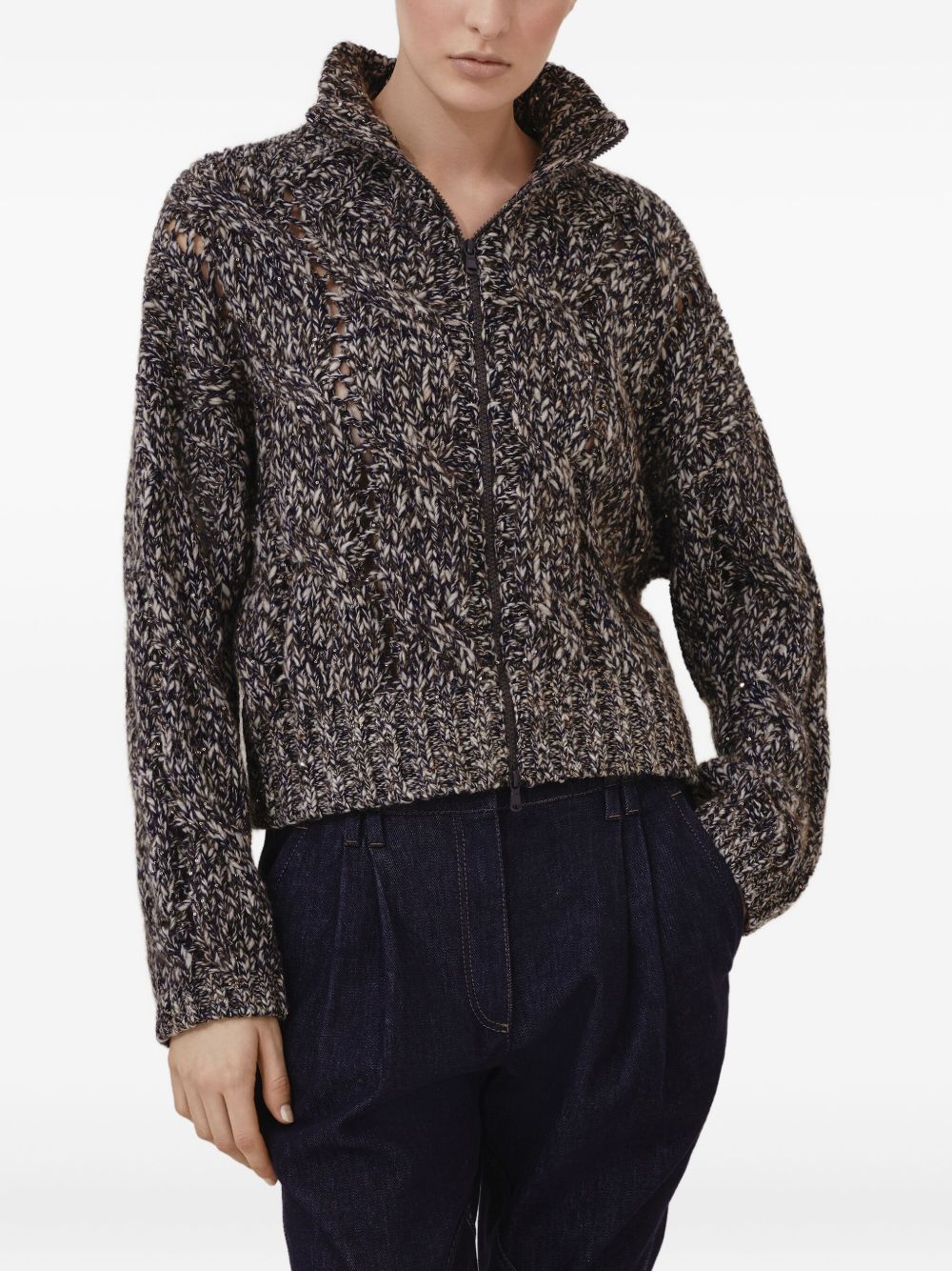 Brunello Cucinelli Wool Zipped Cardigan - Blue