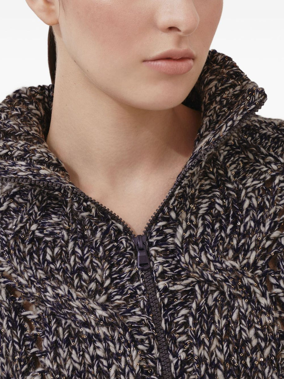 Brunello Cucinelli Wool Zipped Cardigan - Blue