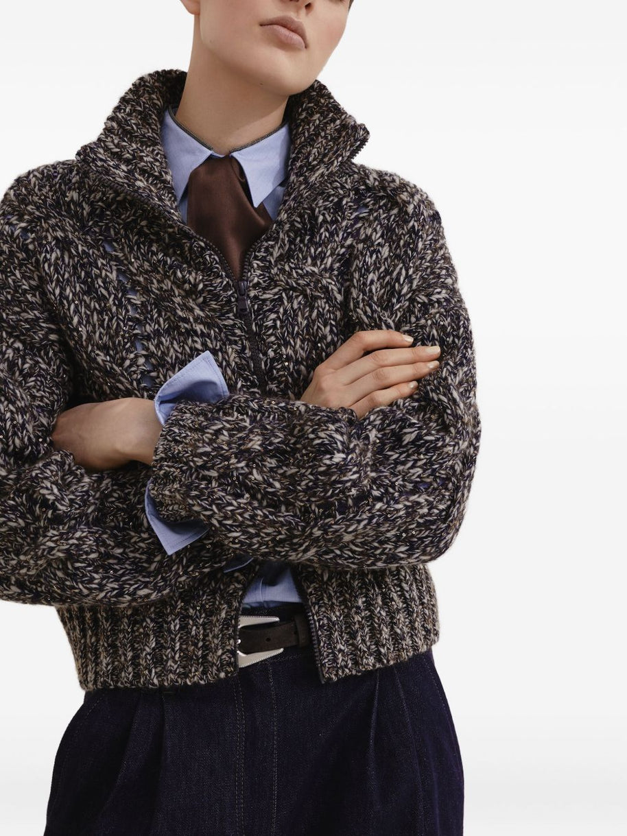Brunello Cucinelli Wool Zipped Cardigan - Blue