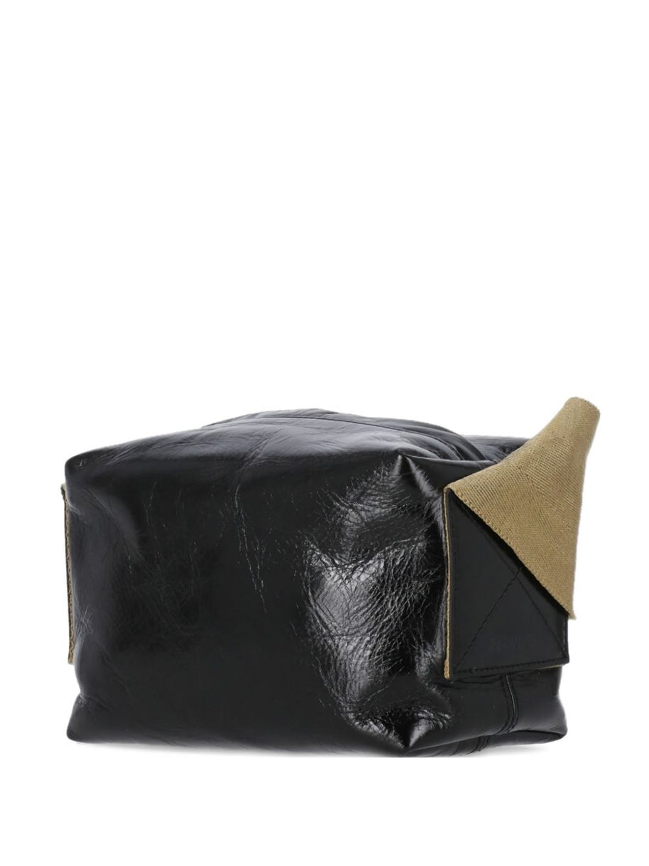 Uma Wang Small Wide Strap Leather Shoulder Bag - Black
