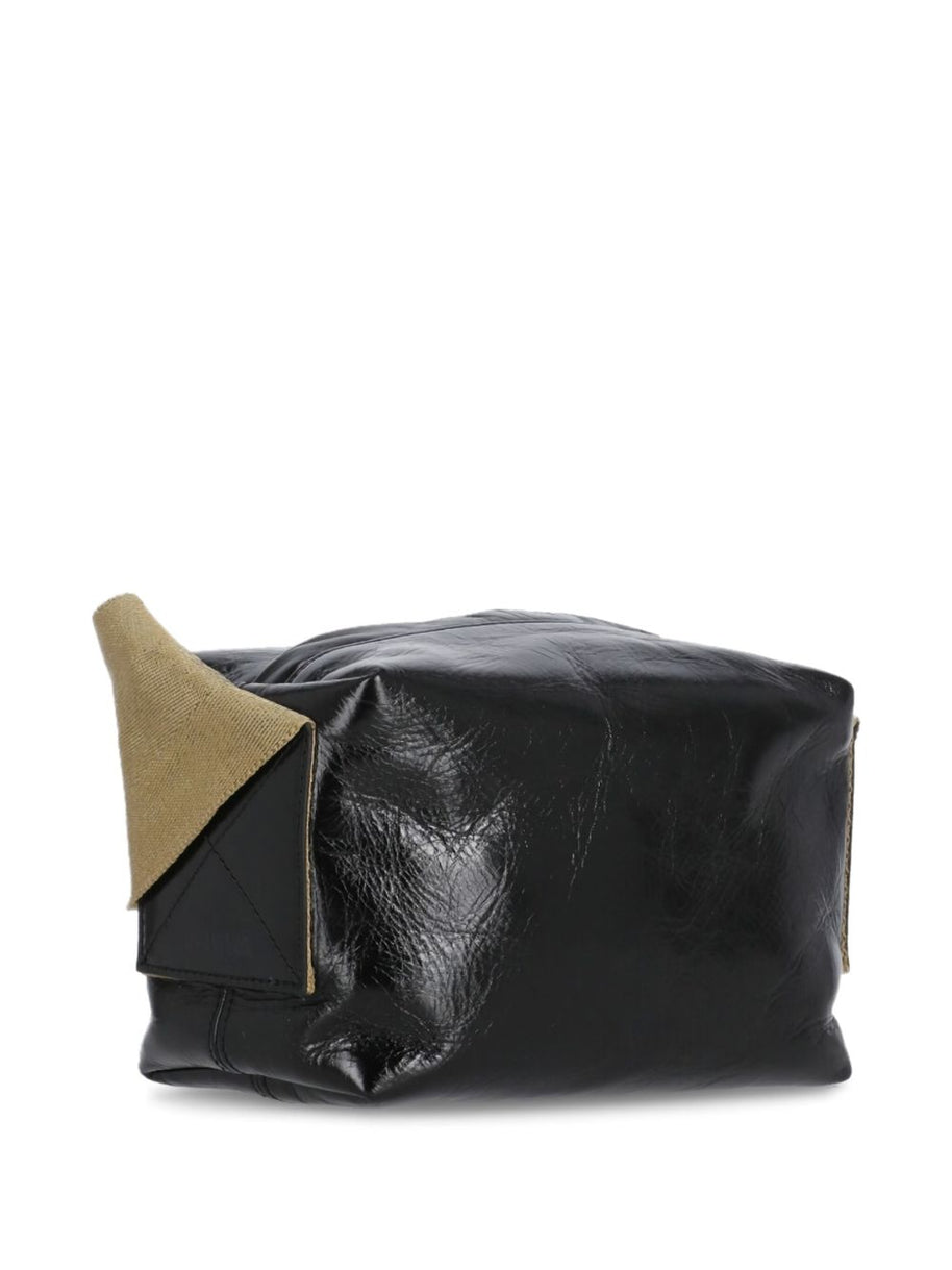 Uma Wang Small Wide Strap Leather Shoulder Bag - Black