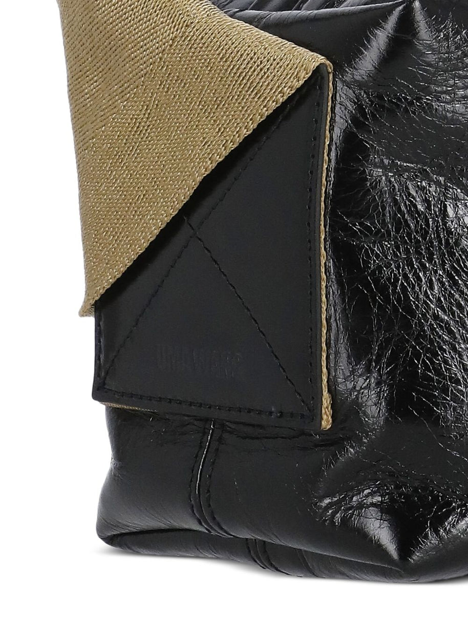 Uma Wang Small Wide Strap Leather Shoulder Bag - Black