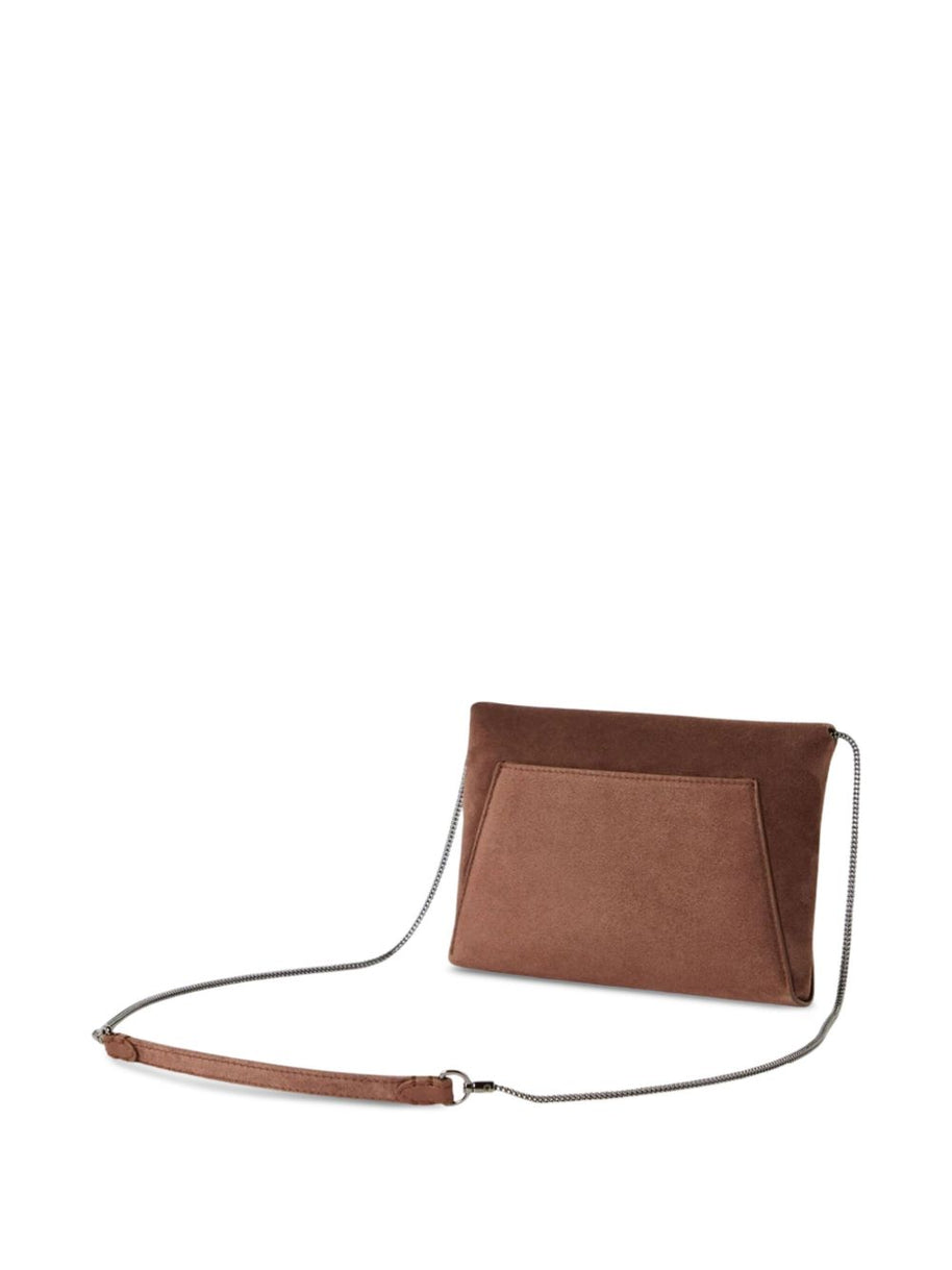 Brunello Cucinelli BC Duo Pochette In Suede With Precious Chain