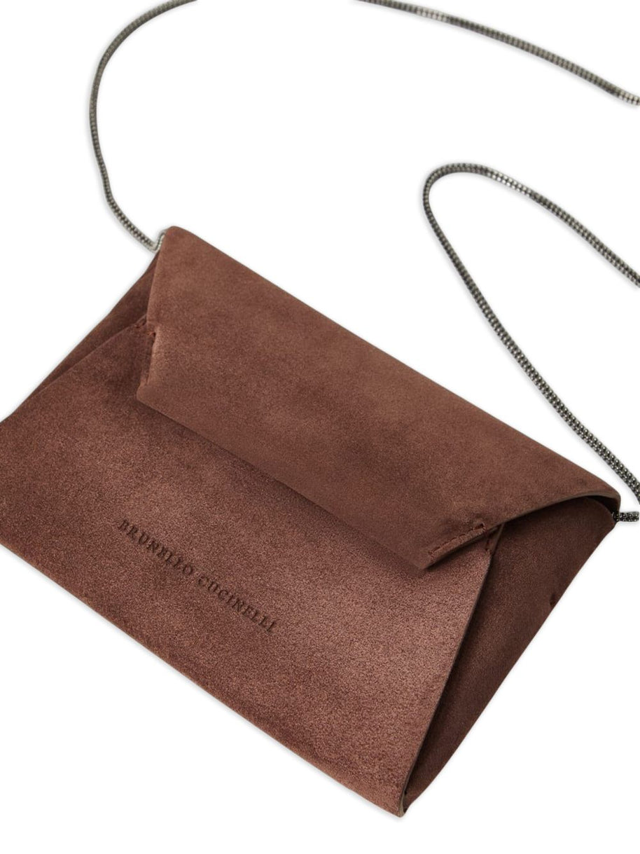 Brunello Cucinelli BC Duo Pochette In Suede With Precious Chain