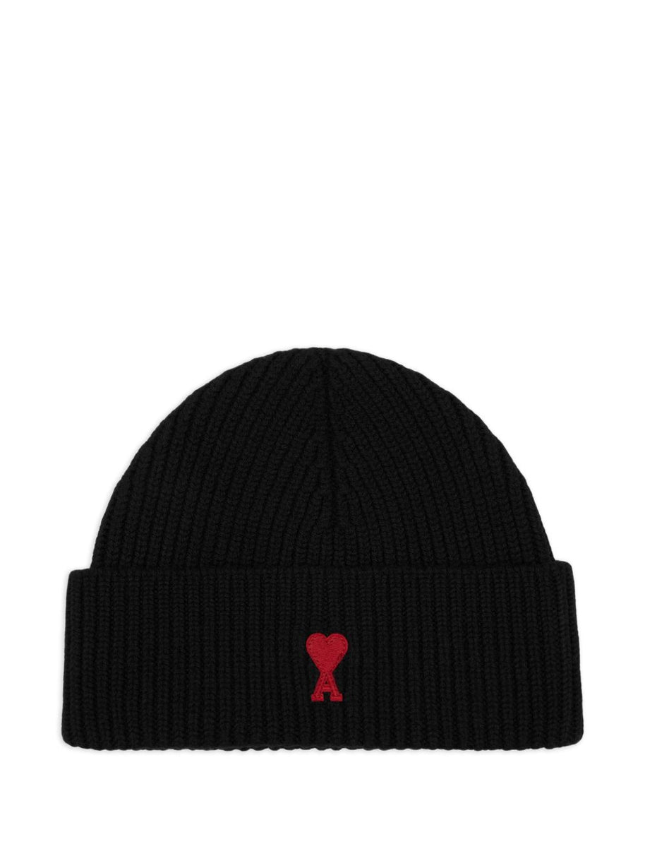 Ami Paris Ami De Coeur Wool Beanie - Black
