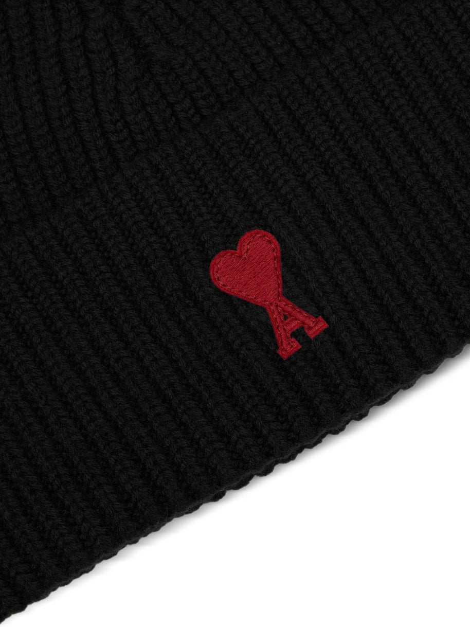 Ami Paris Ami De Coeur Wool Beanie - Black