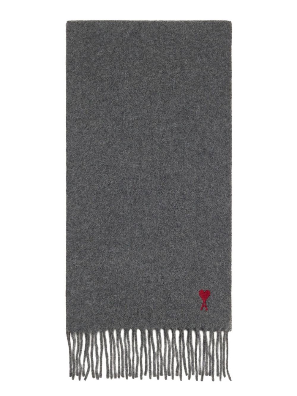 Ami Paris Ami De Coeur Wool Scarf - Grey