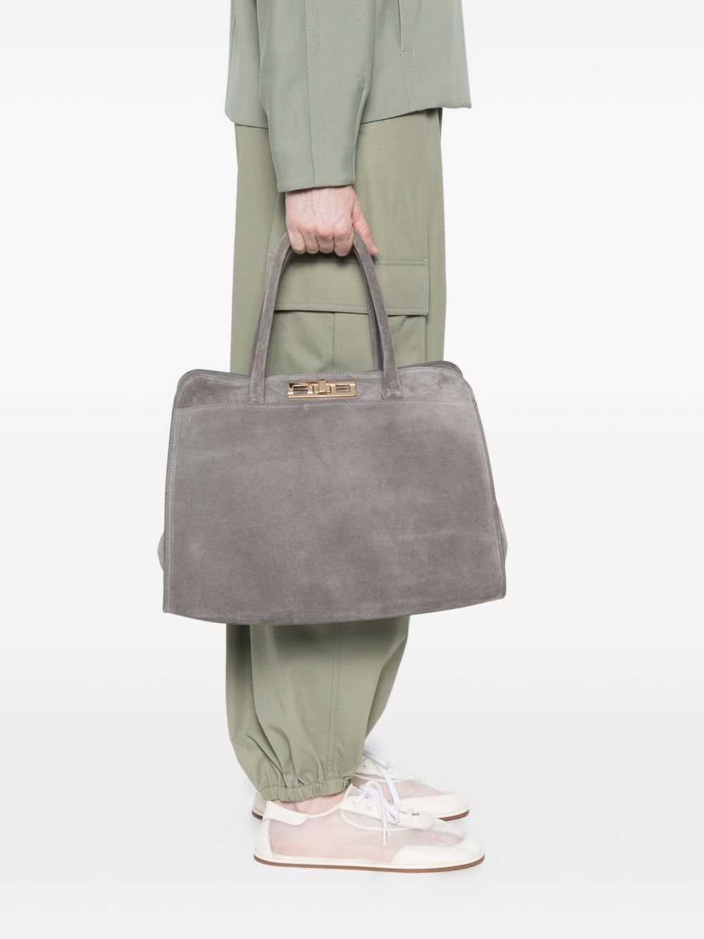 Fabiana Filippi Suede Leather Tote Bag - Grey