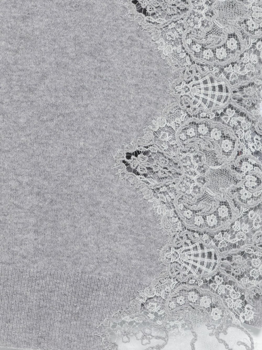 Ermanno Scervino Lace Cashmere Scarf - Grey