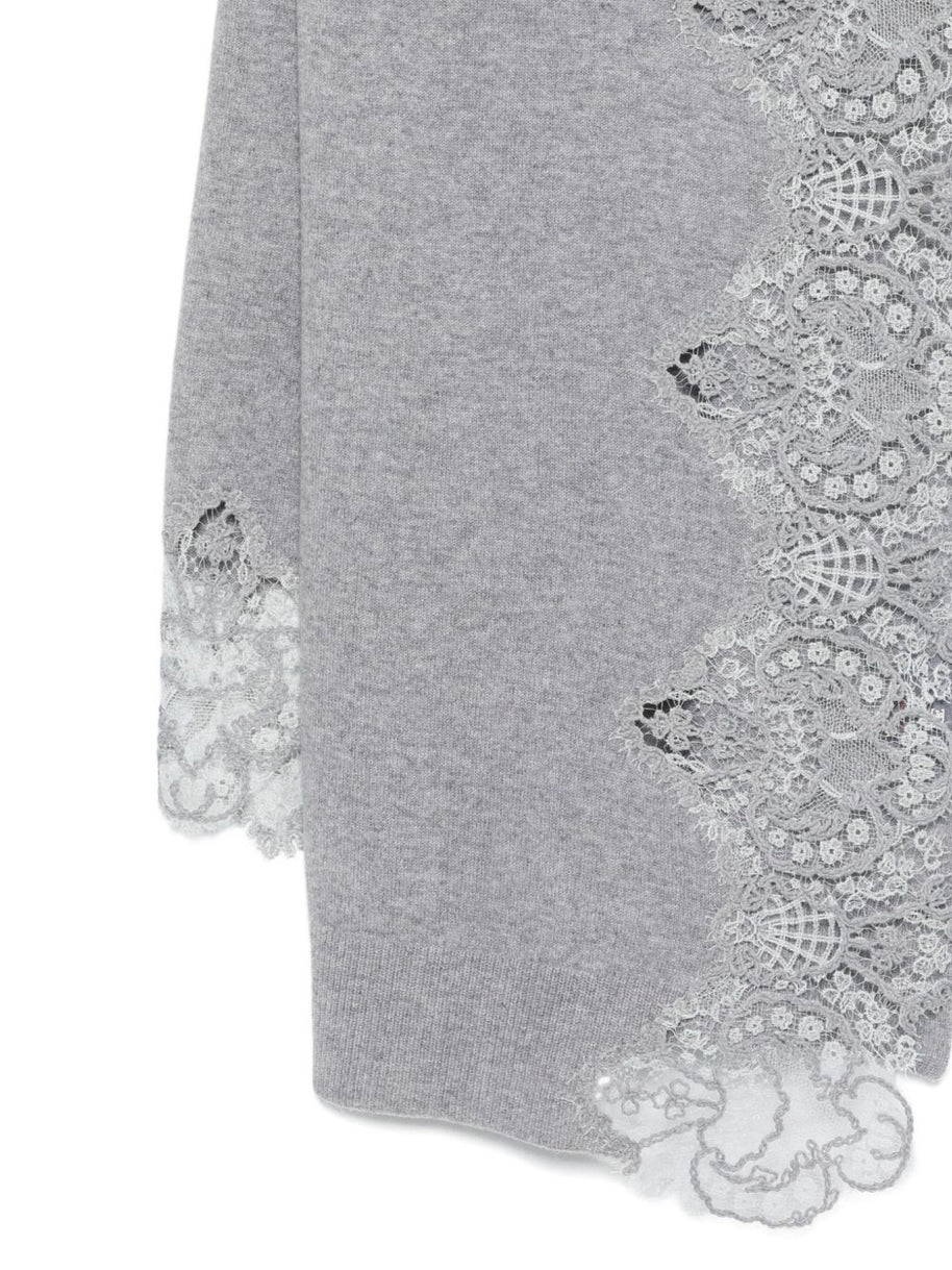 Ermanno Scervino Lace Cashmere Scarf - Grey