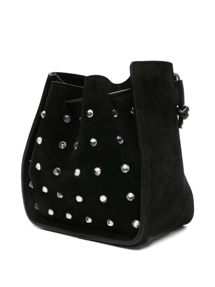 Forte Forte Crystal Embellished Suede Leather Small Bucket Bag - Black