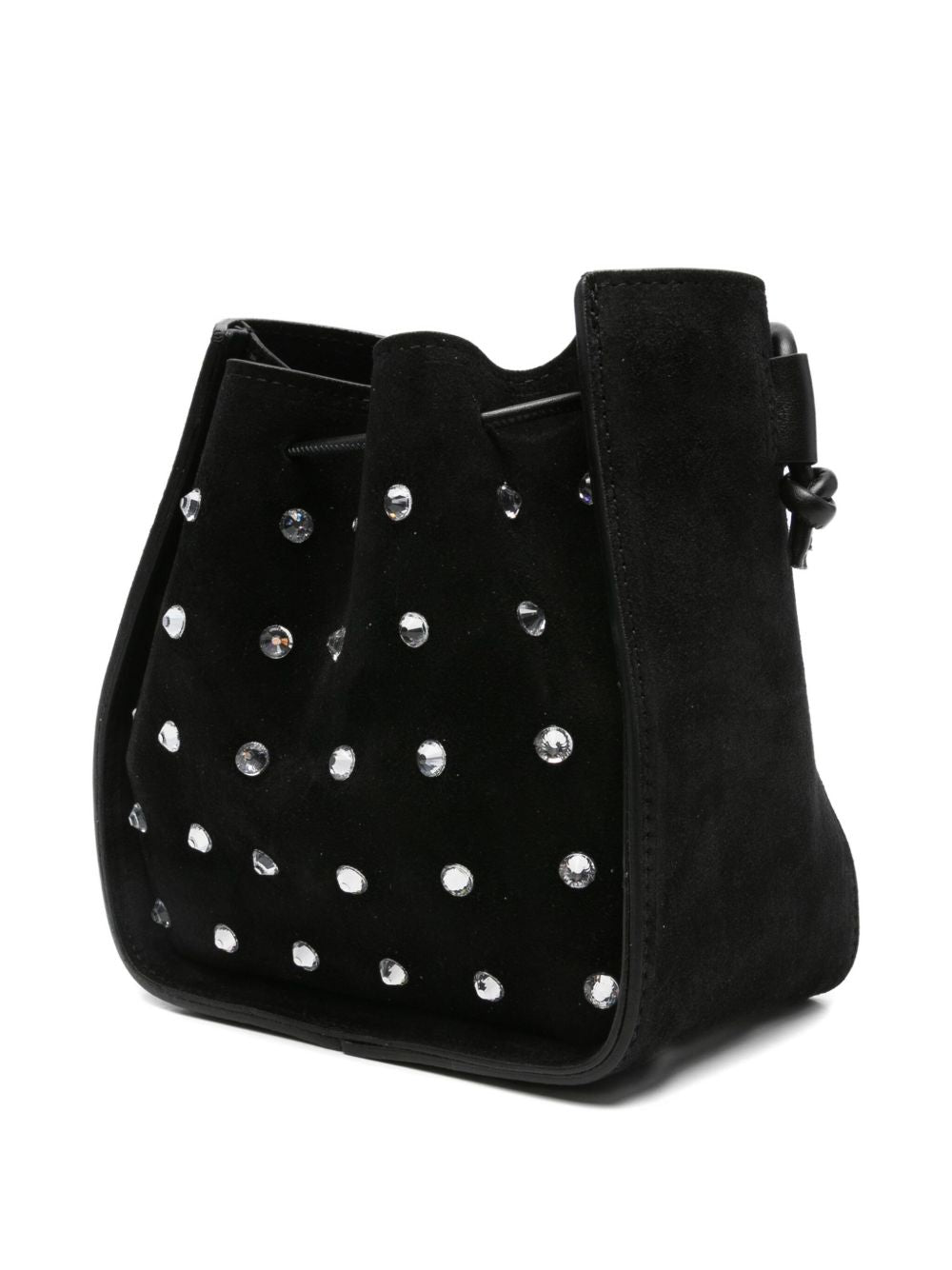 Forte Forte Crystal Embellished Suede Leather Small Bucket Bag - Black