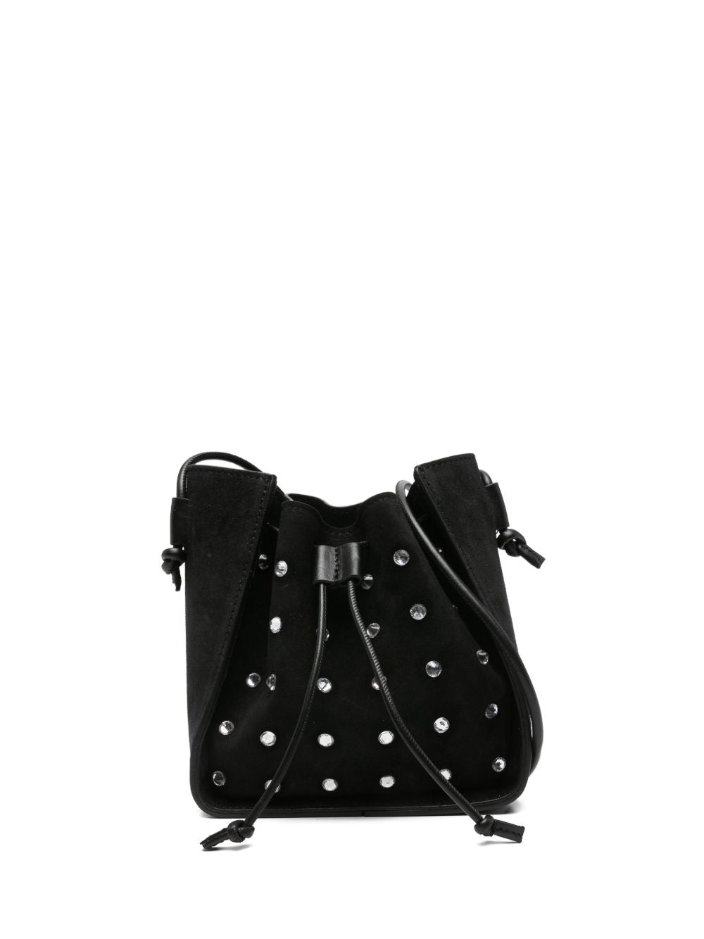 Forte Forte Crystal Embellished Suede Leather Small Bucket Bag - Black