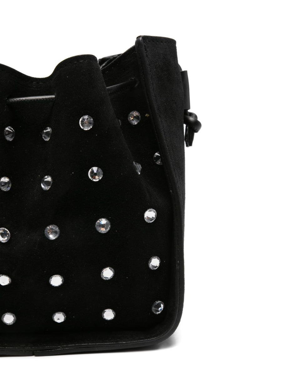 Forte Forte Crystal Embellished Suede Leather Small Bucket Bag - Black