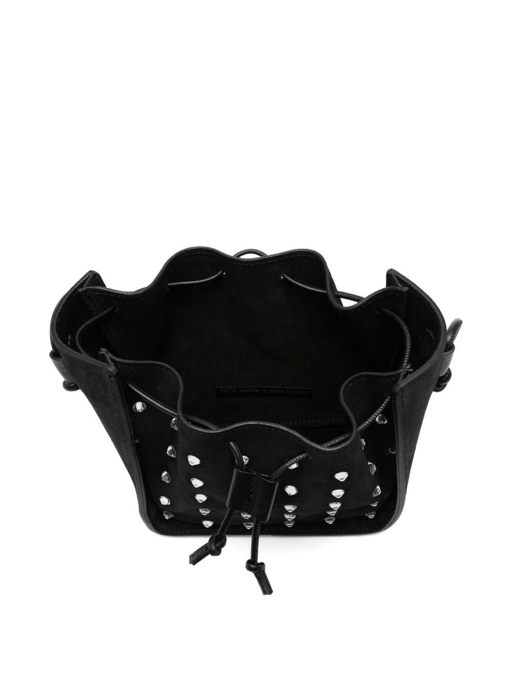 Forte Forte Crystal Embellished Suede Leather Small Bucket Bag - Black