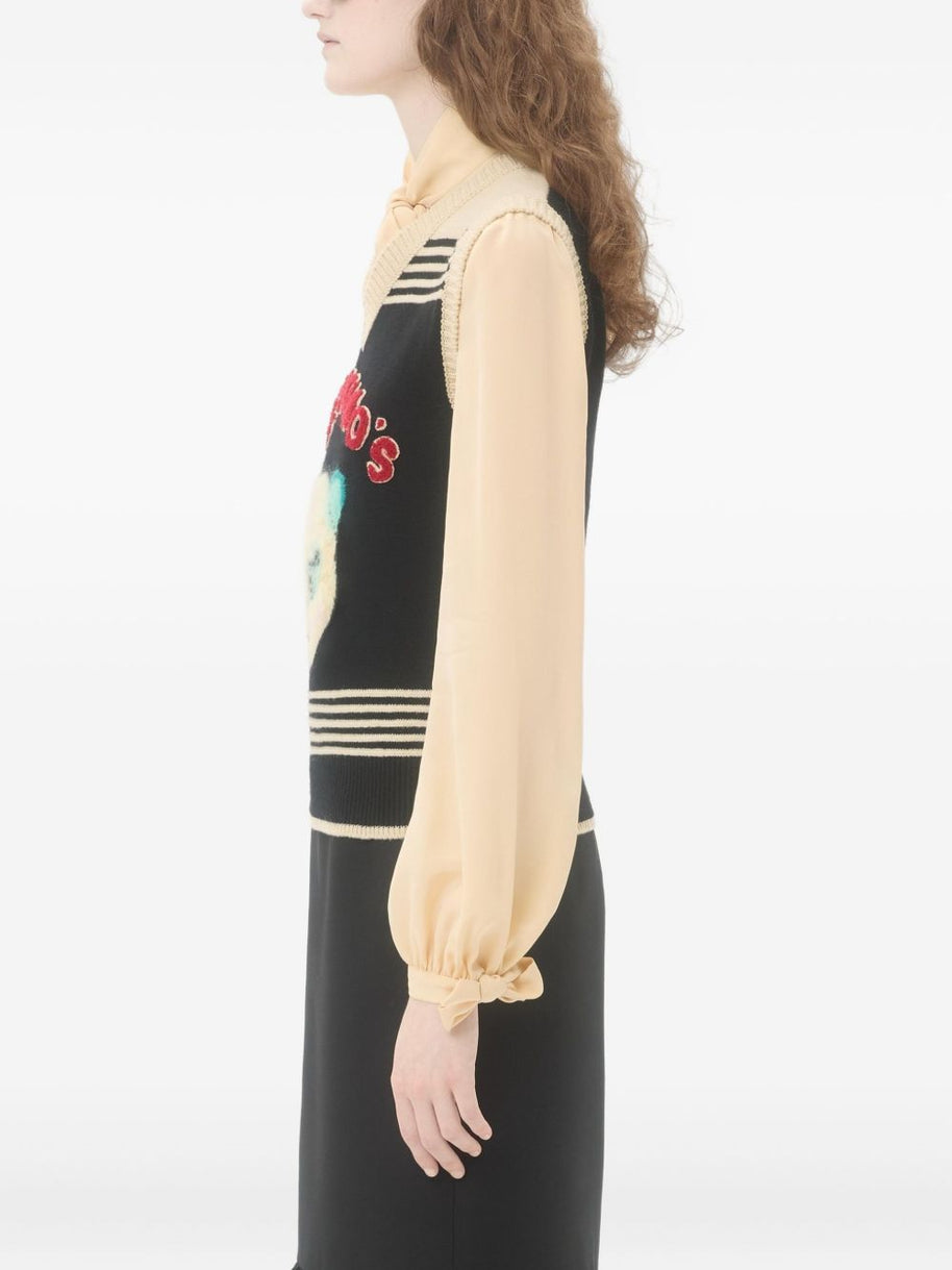 Valentino Le Chat De La Maison Wool Vest - Black